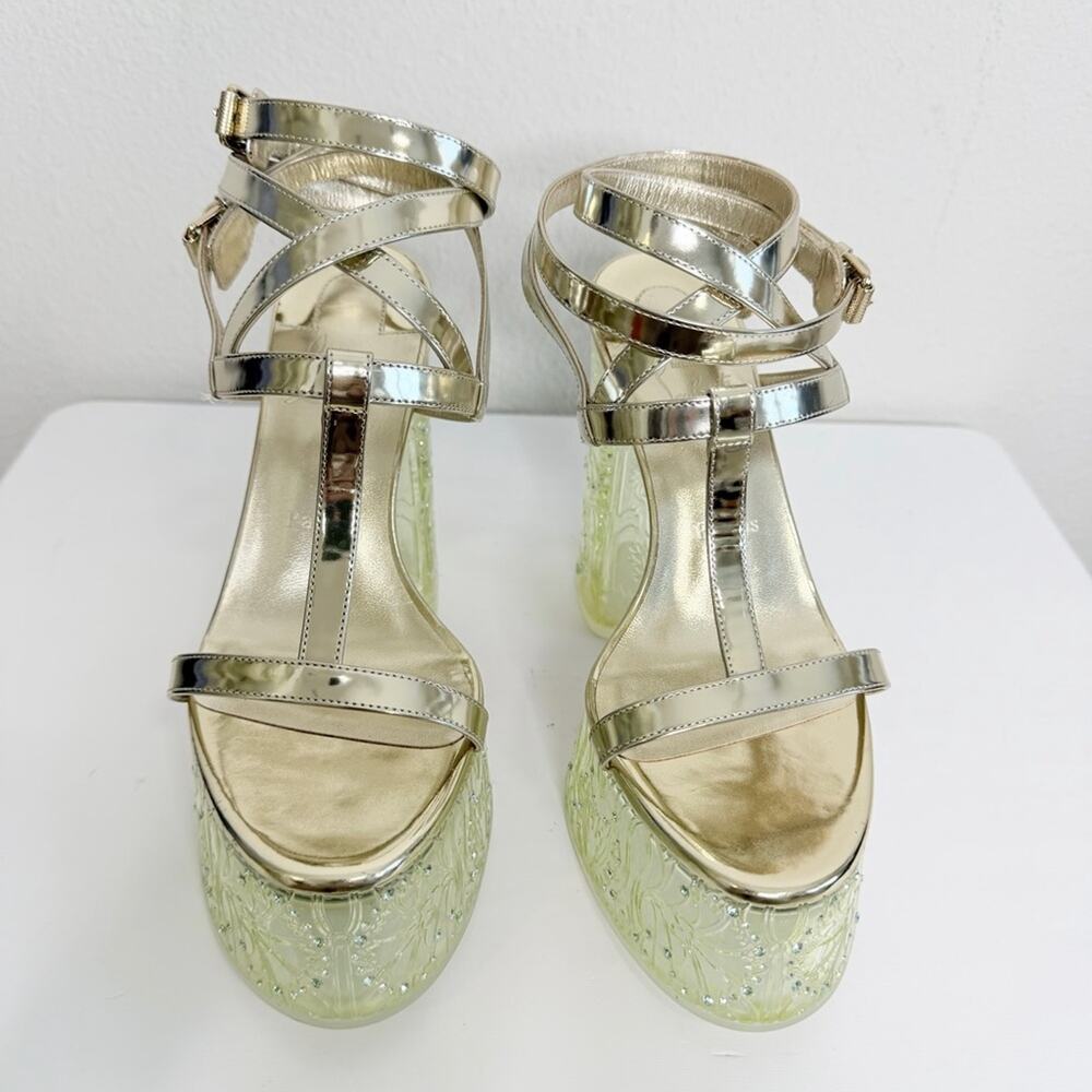 Christian Louboutin Yazefine Red Bottom Platform Metallic Sandals Gold Size 37 - Picture 12 of 12